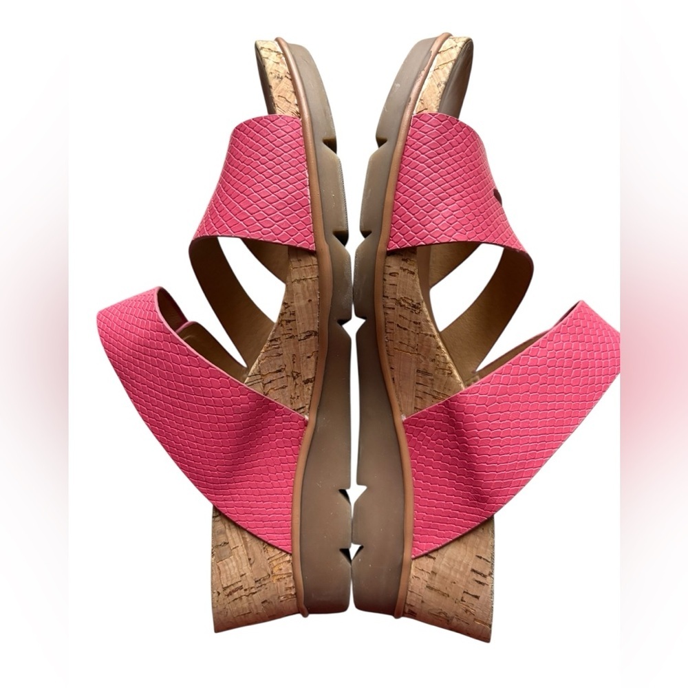 BareTraps Sandals Womens Laralee Slides Cork Wedge Coral Faux Leather size9.5 - Picture 5 of 10